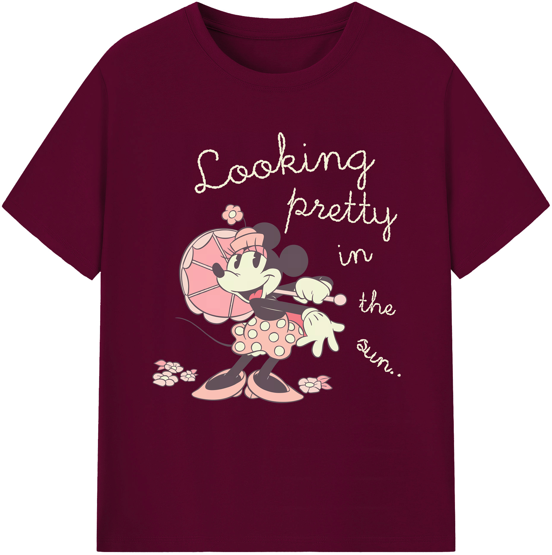 （画像用） ミッキーマウス Mickey Mouse レディースカジュアルプリントTシャツ（綿100％）